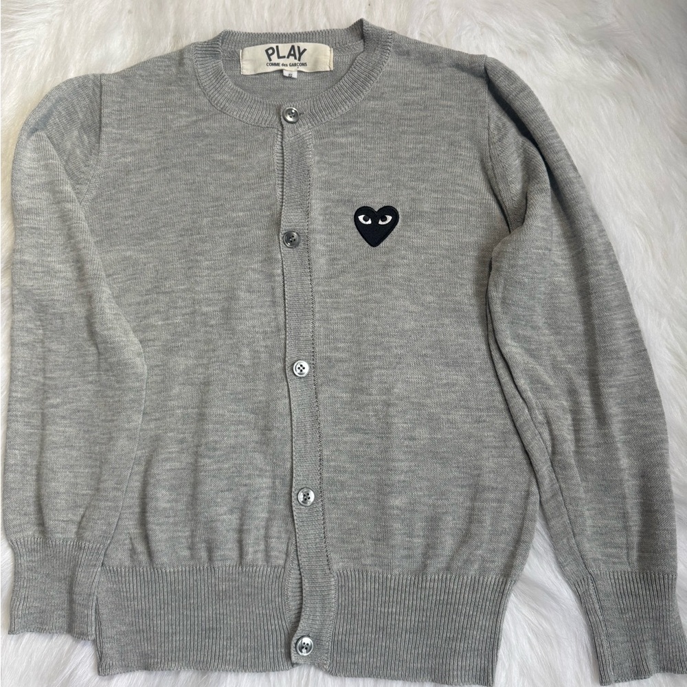 Gray Cardigan with Heart Patch